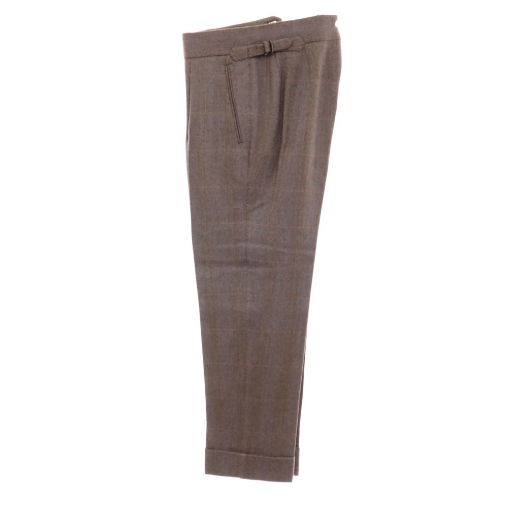 【中古】ラクアアンドシー lacquer&c スリーピース ウール 1つボタンスーツ グレーxブラウン【 表記なし(S位) 】【 状態ランクA 】【 メンズ 】