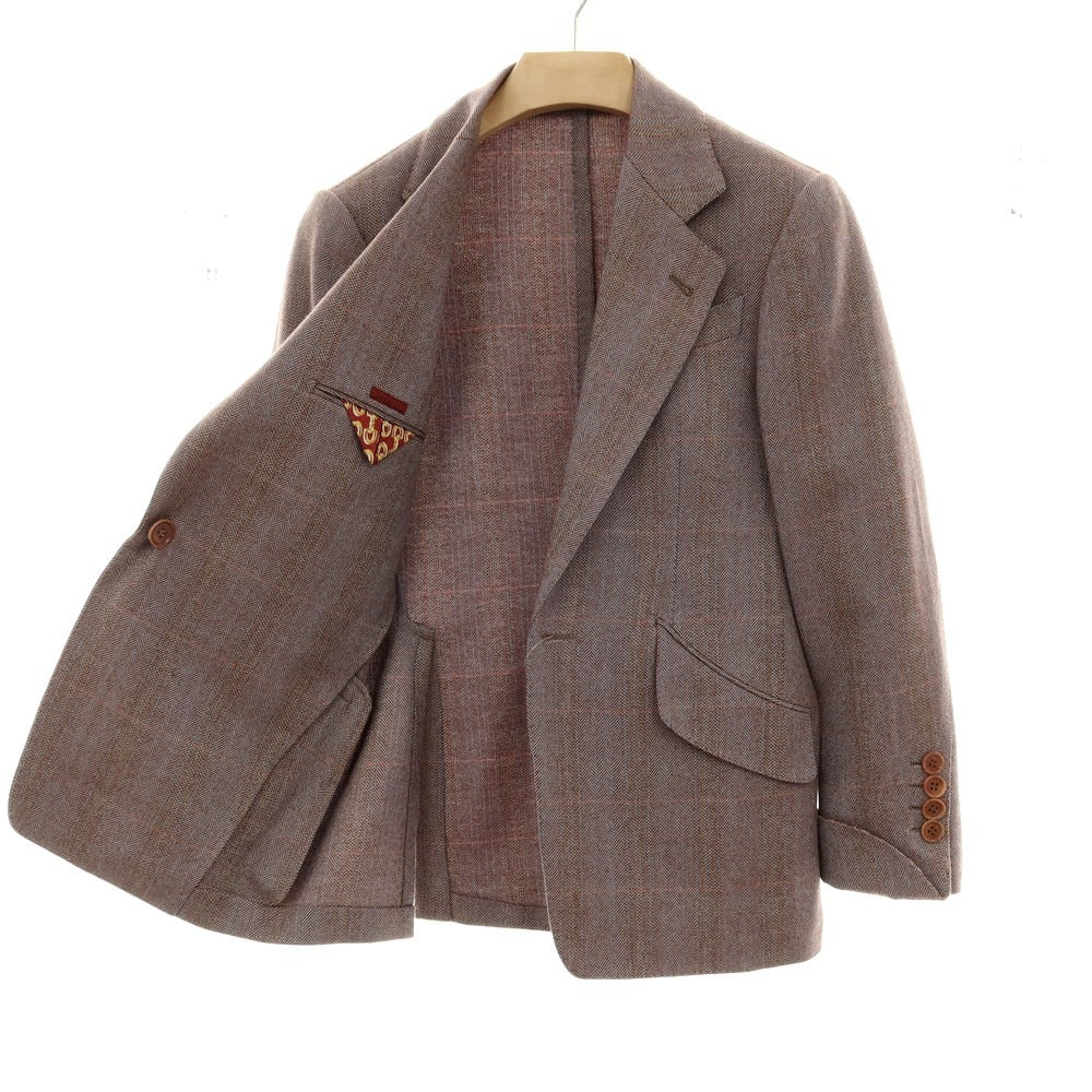 【中古】ラクアアンドシー lacquer&c スリーピース ウール 1つボタンスーツ グレーxブラウン【 表記なし(S位) 】【 状態ランクA 】【 メンズ 】