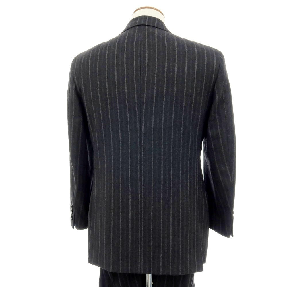 【中古】ソブリン SOVEREIGN SUPER120’Sウール&カシミヤ ストライプ 3つボタンスーツ ダークグレー【 46 】【 状態ランクD 】【 メンズ 】