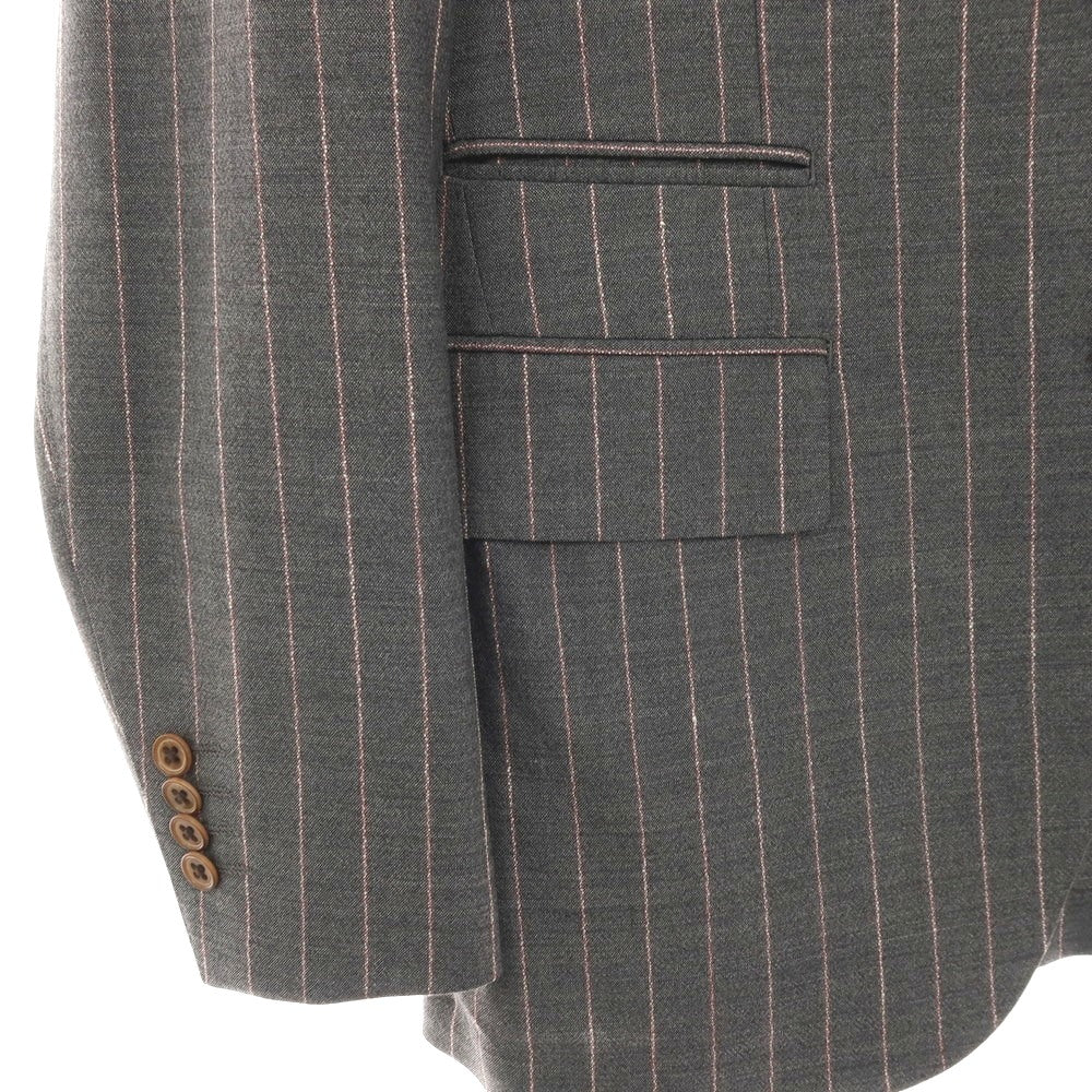 【中古】【未使用】オンリープレミオ ONLY PREMIO ウール ストライプ 3つボタンスーツ グレー【サイズ37】【 状態ランクS 】【 メンズ 】