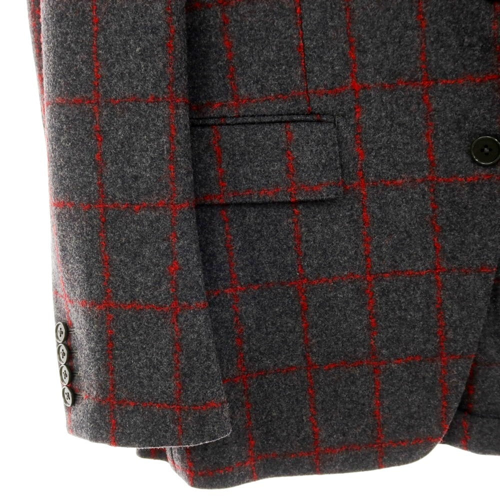 【中古】ユニバーサルランゲージ UNIVERSAL LANGUAGE ウール チェック スリーピース 2つボタンスーツ ダークグレーxレッド【 JK48/VE44/PT76 】【 状態ランクA 】【 メンズ 】
