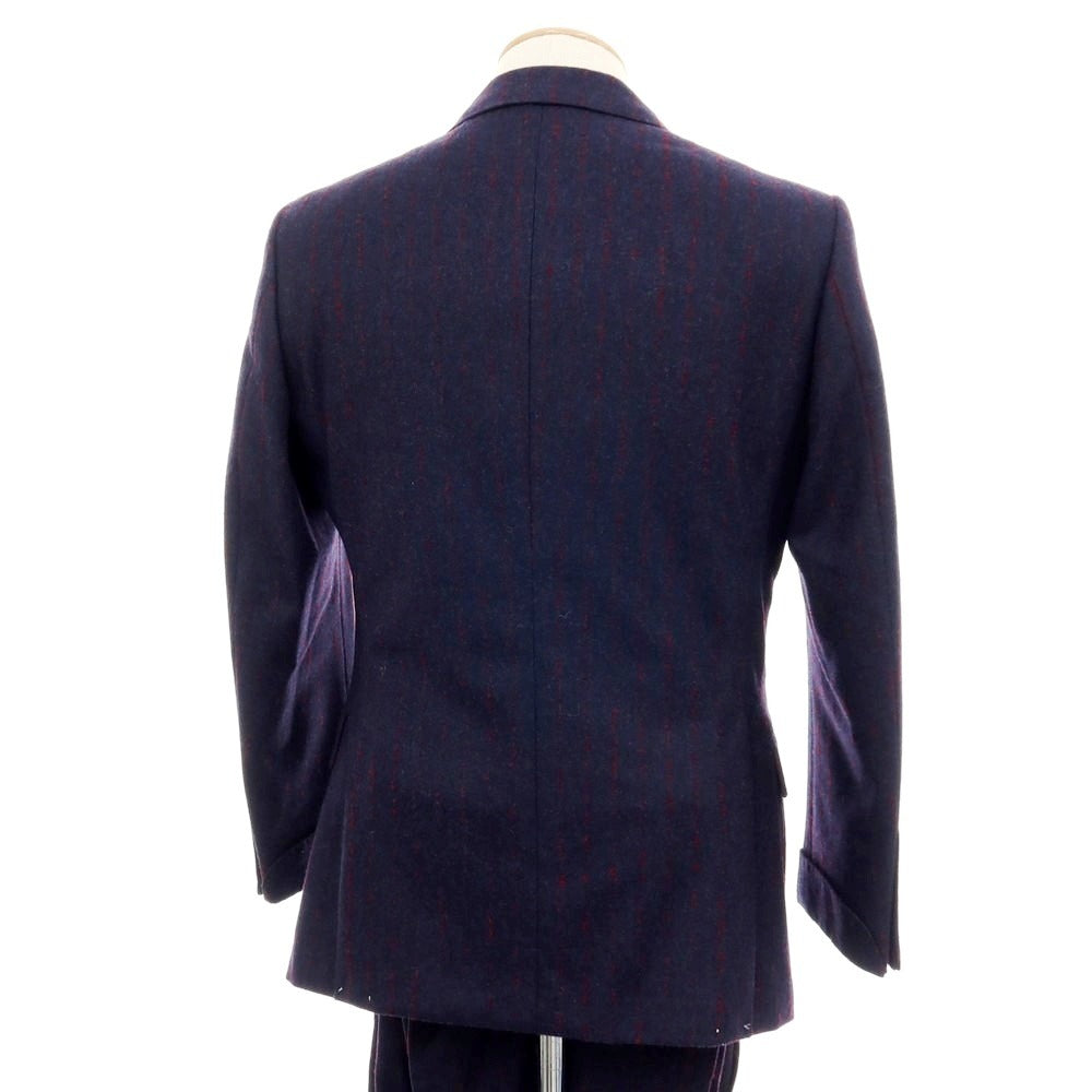 【中古】ユニバーサルランゲージ UNIVERSAL LANGUAGE ウール ストライプ スリーピース 2つボタンスーツ ネイビーxレッド【 JK48/VE44/PT76 】【 状態ランクA 】【 メンズ 】