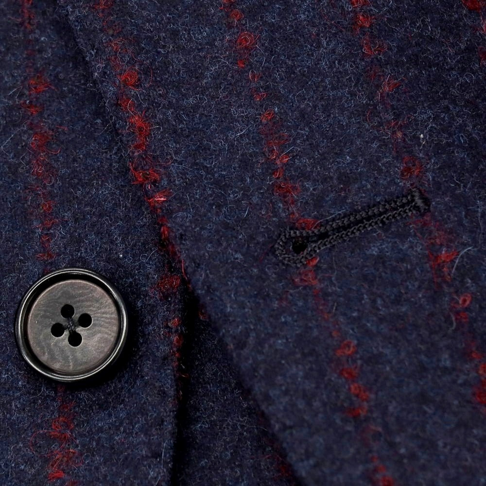 【中古】ユニバーサルランゲージ UNIVERSAL LANGUAGE ウール ストライプ スリーピース 2つボタンスーツ ネイビーxレッド【 JK48/VE44/PT76 】【 状態ランクA 】【 メンズ 】