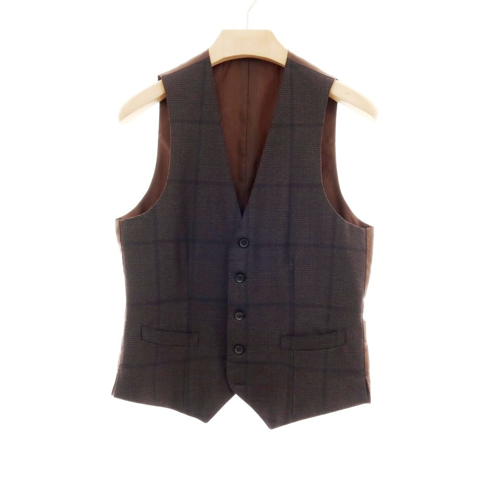 【中古】【未使用】ブリッラ ペル イル グスト Brilla per il gusto ウール チェック スリーピース 3つボタンスーツ ダークブラウンxブラック【 46 】【 状態ランクS 】【 メンズ 】