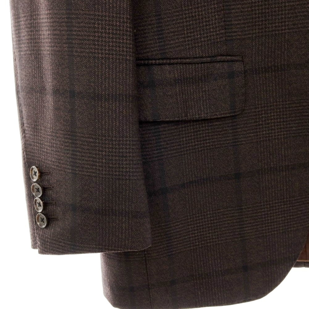 【中古】【未使用】ブリッラ ペル イル グスト Brilla per il gusto ウール チェック スリーピース 3つボタンスーツ ダークブラウンxブラック【 46 】【 状態ランクS 】【 メンズ 】