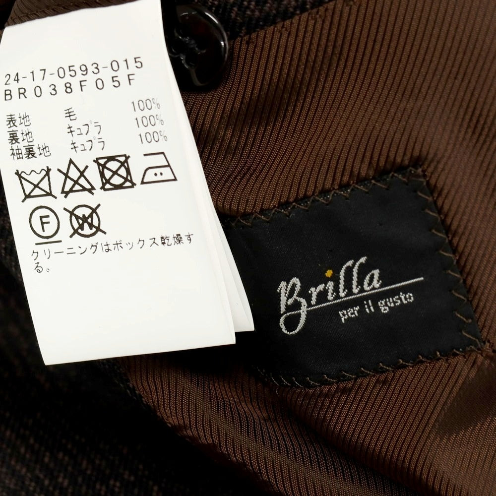 【中古】【未使用】ブリッラ ペル イル グスト Brilla per il gusto ウール チェック スリーピース 3つボタンスーツ ダークブラウンxブラック【 46 】【 状態ランクS 】【 メンズ 】
