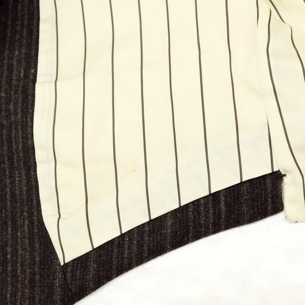 【中古】バセットウォーカー BASSETT WALKER ウール ストライプ スリーピース 2つボタンスーツ ダークブラウンxブラック【 46 】【 状態ランクC 】【 メンズ 】