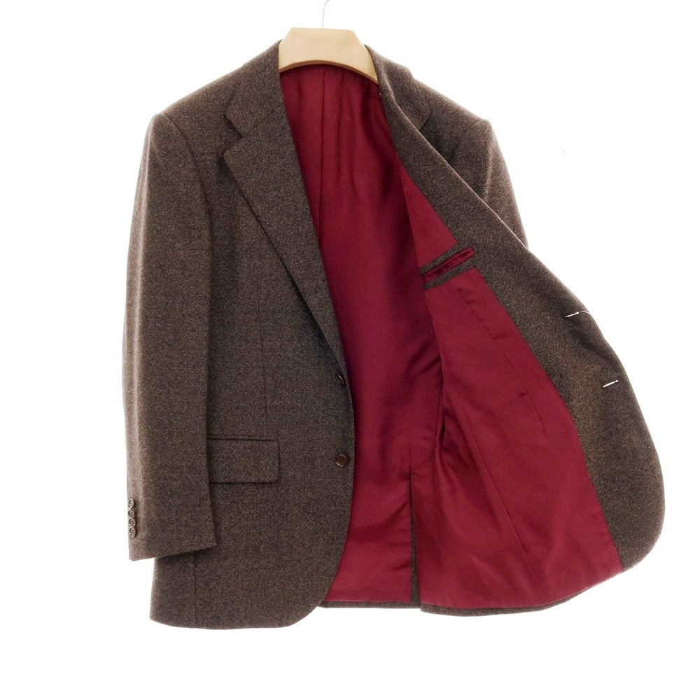 【中古】バセットウォーカー BASSETT WALKER ウール 3つボタンスーツ ダークブラウンxブラック【 46 】【 状態ランクD 】【 メンズ 】