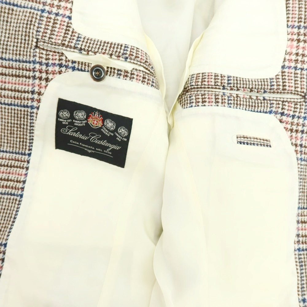 【中古】サルトリア カスタンジア Sartoria Castangia ウール チェック テーラードジャケット ブラウン【 42 】【 状態ランクA 】【 メンズ 】