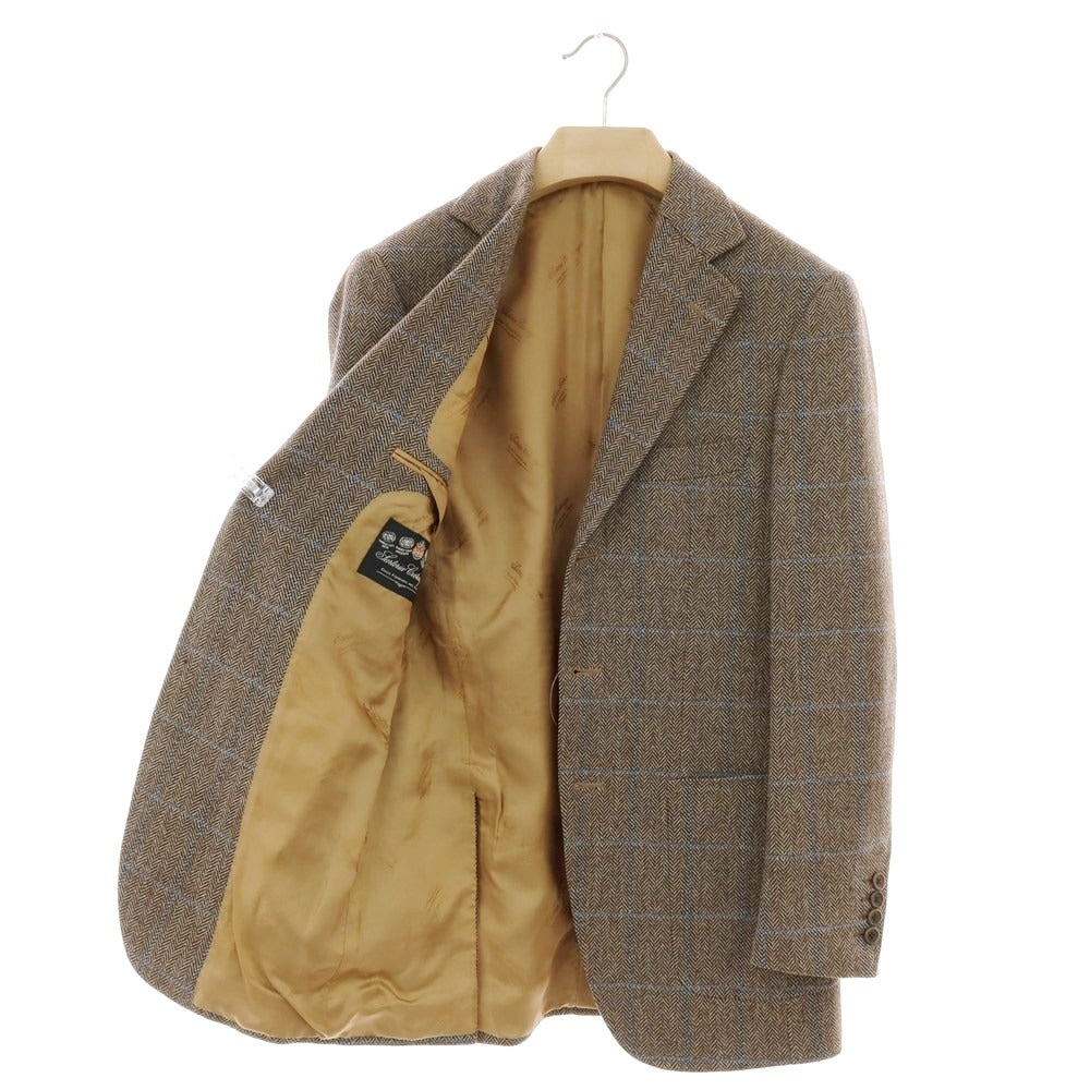 【中古】サルトリア カスタンジア Sartoria Castangia ウール チェック テーラードジャケット ブラウン×ライトブルー【 42 】【 状態ランクA 】【 メンズ 】