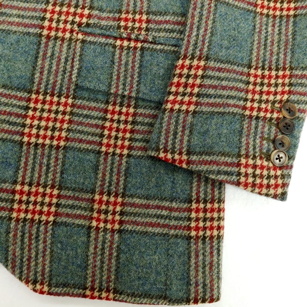 【中古】ジャン フランコ ボメザドリ Gian Franco Bommezzadri ウール チェック テーラードジャケット グリーン【 44 】【 状態ランクC 】【 メンズ 】