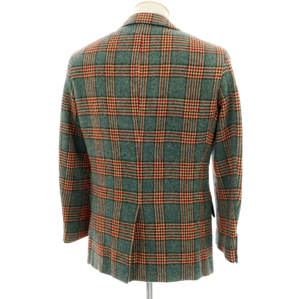 【中古】ジャン フランコ ボメザドリ Gian Franco Bommezzadri ウール チェック テーラードジャケット グリーン【 44 】【 状態ランクC 】【 メンズ 】