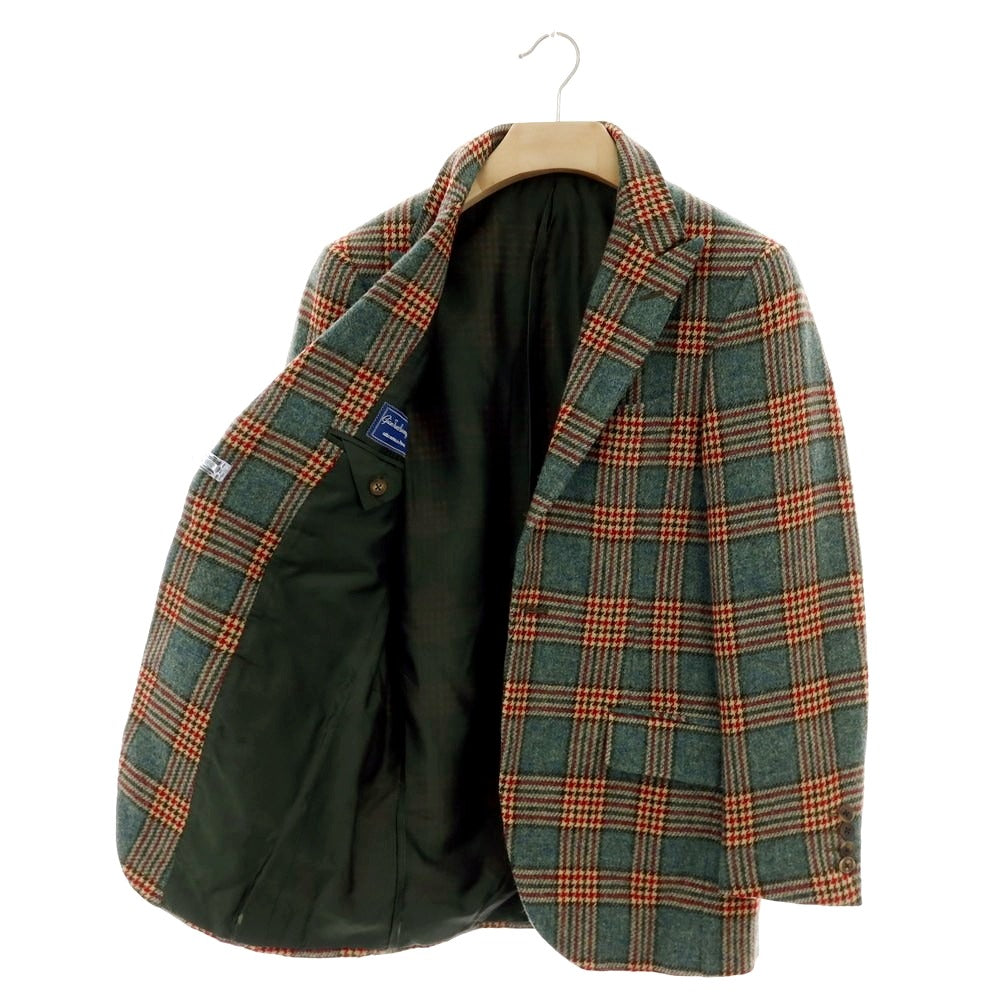 【中古】ジャン フランコ ボメザドリ Gian Franco Bommezzadri ウール チェック テーラードジャケット グリーン【 44 】【 状態ランクC 】【 メンズ 】