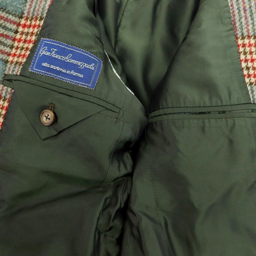 【中古】ジャン フランコ ボメザドリ Gian Franco Bommezzadri ウール チェック テーラードジャケット グリーン【 44 】【 状態ランクC 】【 メンズ 】