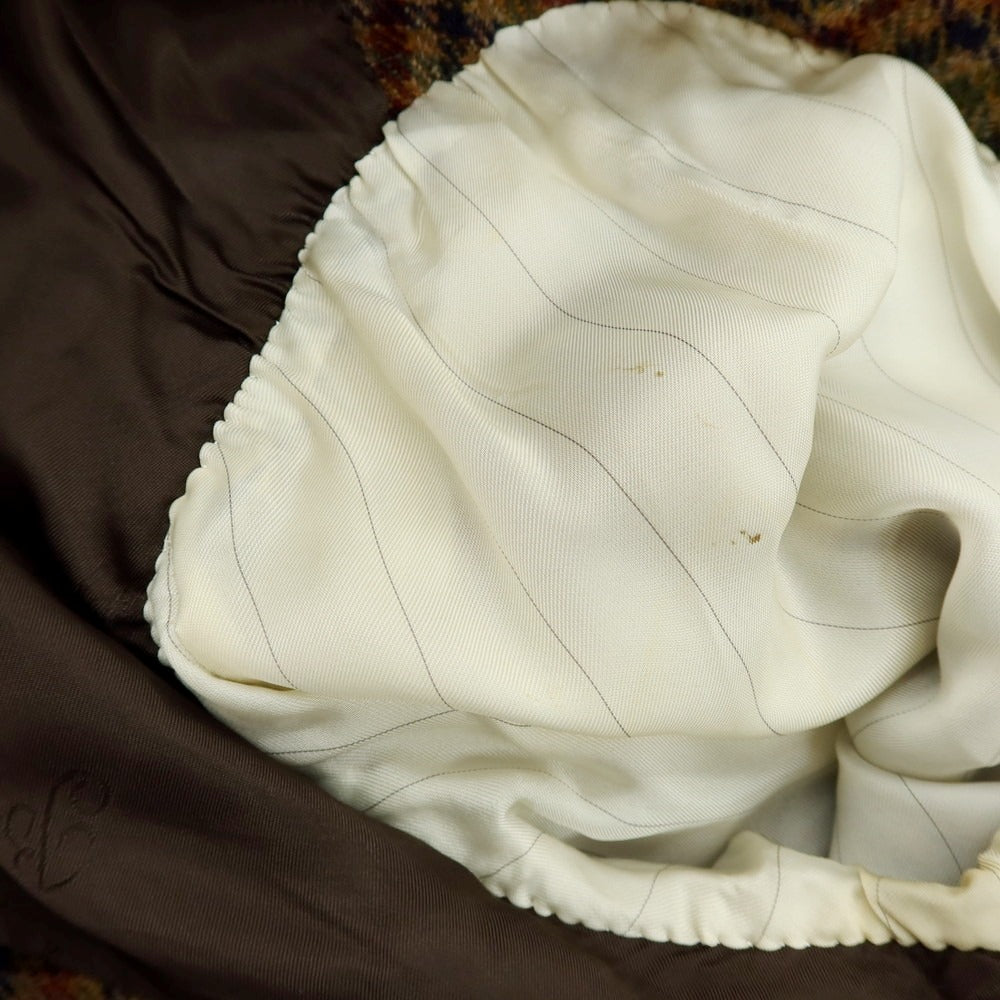 【中古】ベルベスト Belvest ウール チェック テーラードジャケット ブラウン【 46 】【 状態ランクD 】【 メンズ 】