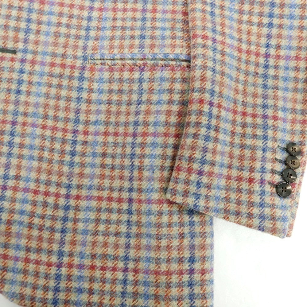 【中古】ボリオリ BOGLIOLI ウール チェック テーラードジャケット ベージュxブルー×レッド【 46 】【 状態ランクB 】【 メンズ 】