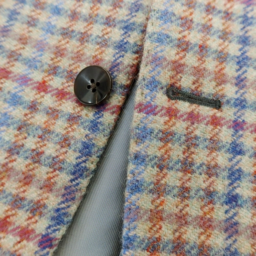 【中古】ボリオリ BOGLIOLI ウール チェック テーラードジャケット ベージュxブルー×レッド【 46 】【 状態ランクB 】【 メンズ 】