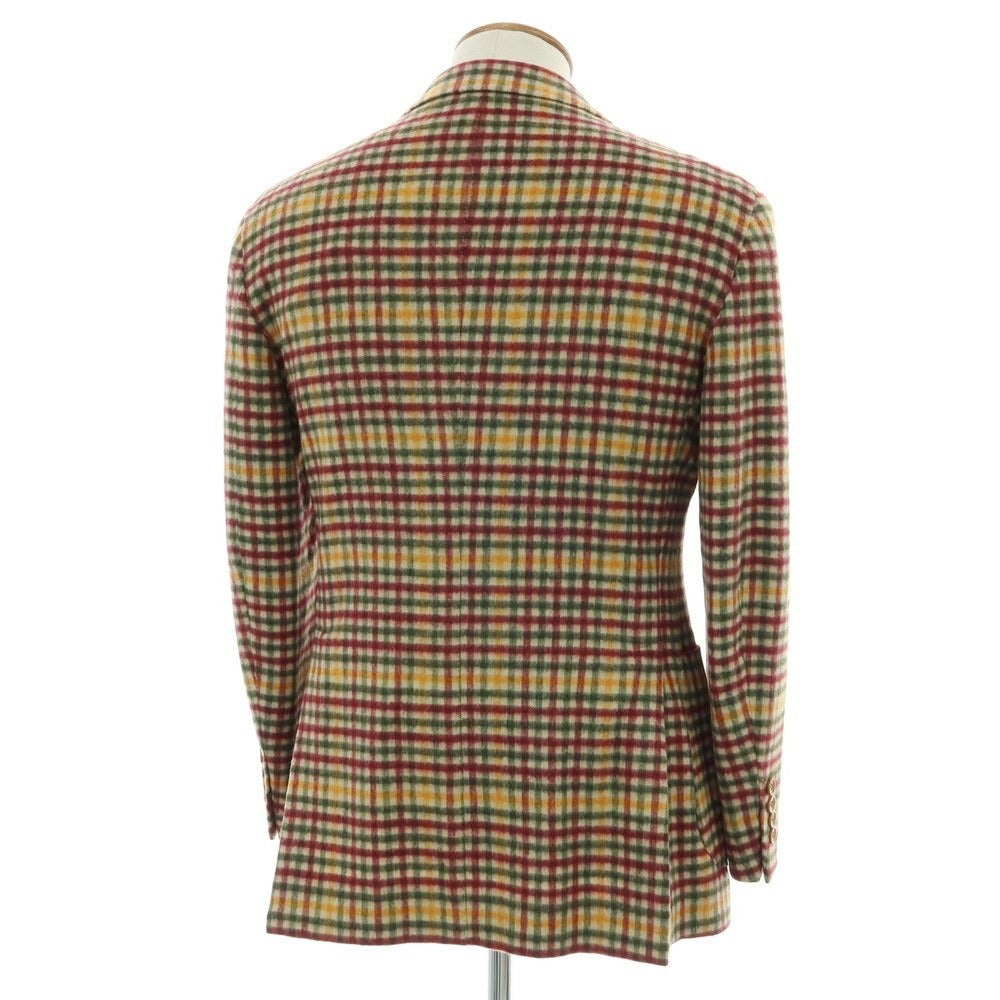 【中古】タリアトーレ TAGLIATORE ウールポリエステル チェック カジュアルジャケット ベージュ×ボルドーxグリーン系【 46 】【 状態ランクA 】【 メンズ 】