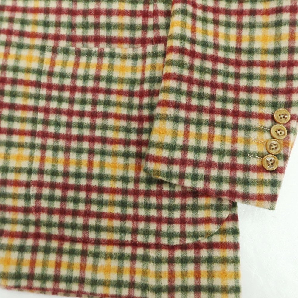 【中古】タリアトーレ TAGLIATORE ウールポリエステル チェック カジュアルジャケット ベージュ×ボルドーxグリーン系【 46 】【 状態ランクA 】【 メンズ 】