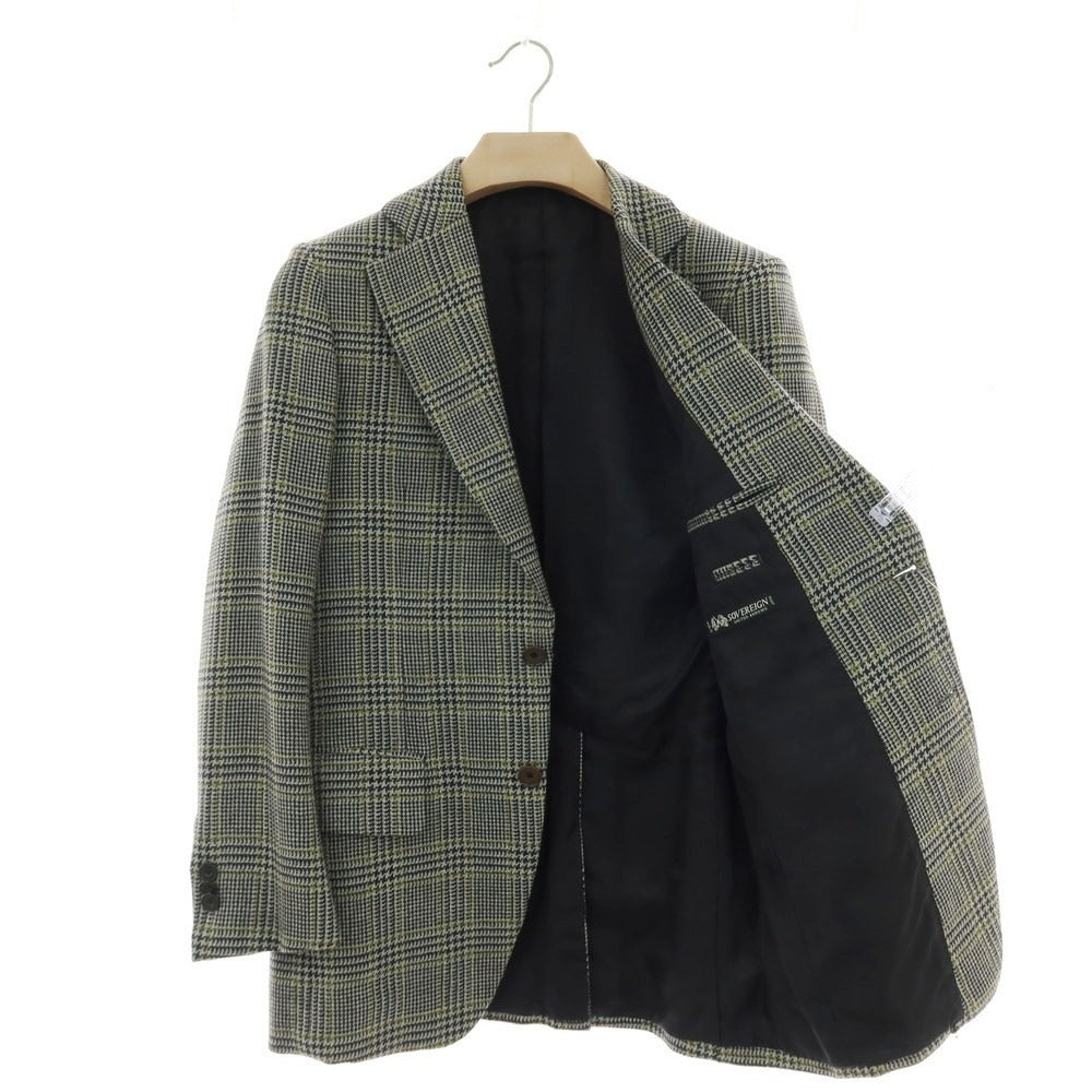 【中古】ソブリン SOVEREIGN ウール チェック テーラードジャケット グレー系xモスグリーン【 46 】【 状態ランクA 】【 メンズ 】