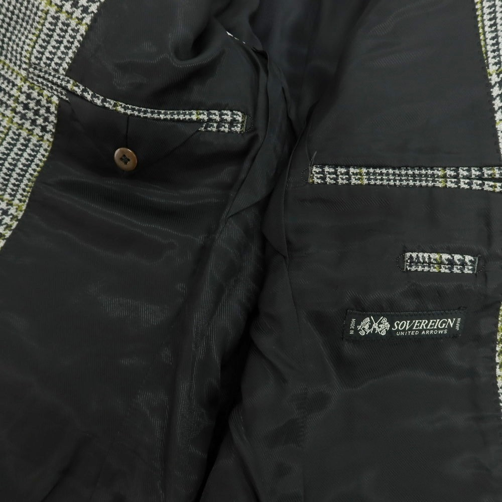 【中古】ソブリン SOVEREIGN ウール チェック テーラードジャケット グレー系xモスグリーン【 46 】【 状態ランクA 】【 メンズ 】