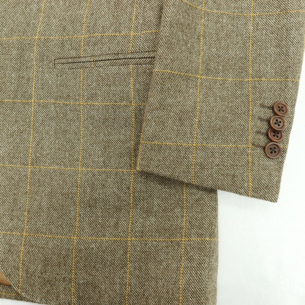 【中古】カモシタ camoshita ウール チェック テーラードジャケット カーキブラウン【 44 】【 状態ランクA 】【 メンズ 】