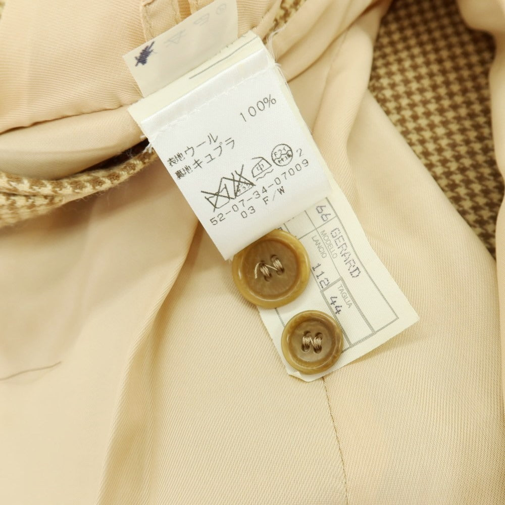 【中古】アカミネ Y.Akamine ウール ハウンドトゥース テーラードジャケット ライトブラウン×ブラウン【 44 】【 状態ランクB 】【 メンズ 】