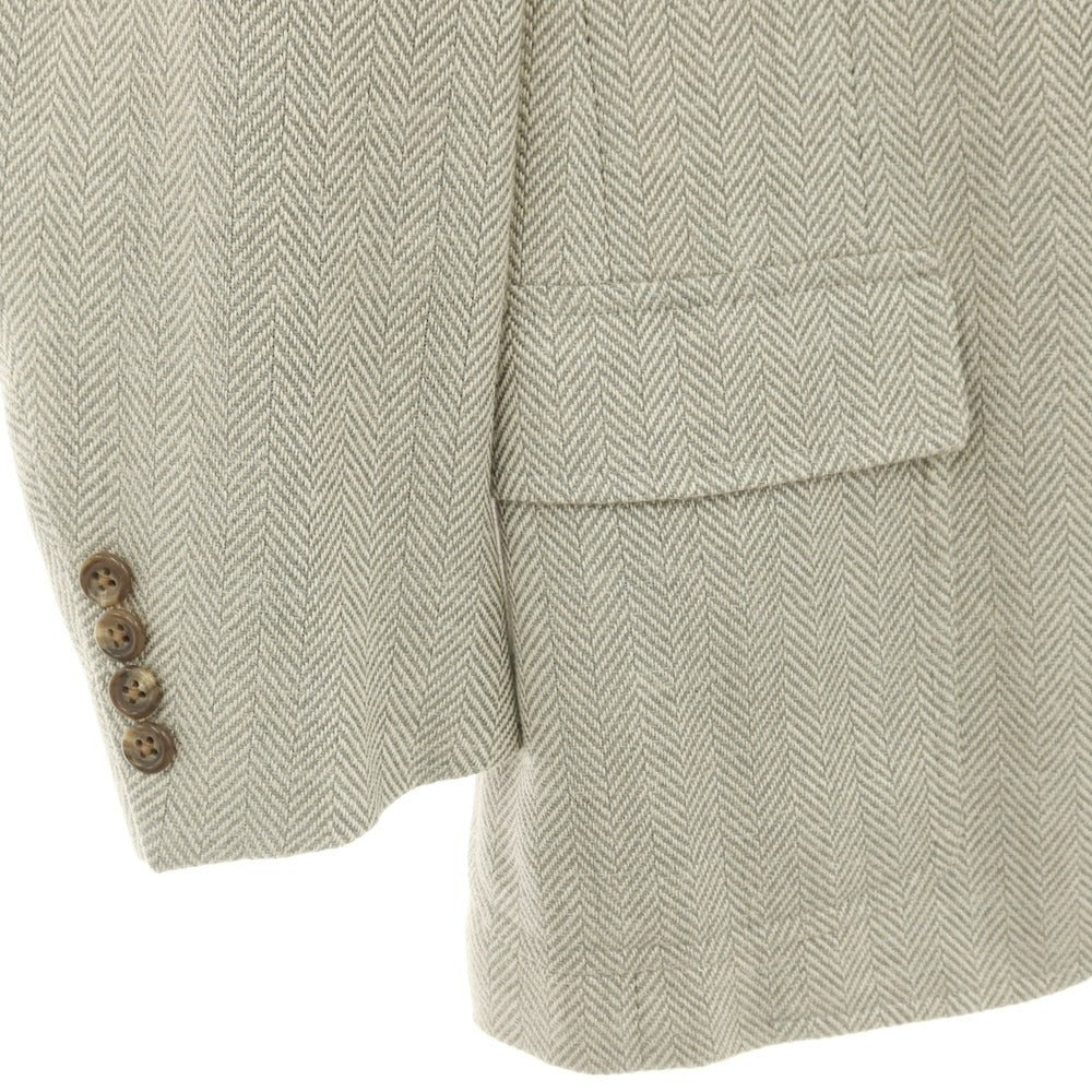 【中古】ポロ ラルフローレン Polo Ralph Lauren シルクリネンウール ヘリンボーン 3B テーラードジャケット グレーxライトベージュ【サイズA5】【 状態ランクB 】【 メンズ 】