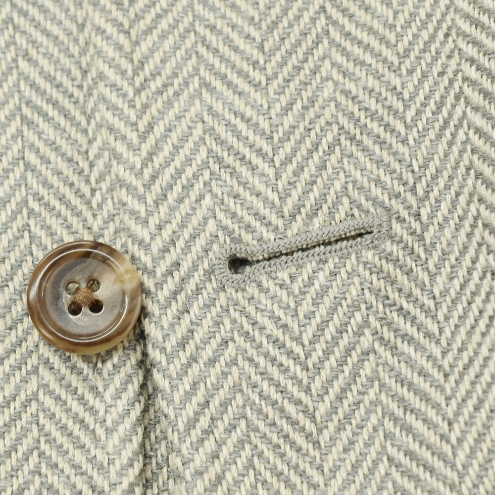 【中古】ポロ ラルフローレン Polo Ralph Lauren シルクリネンウール ヘリンボーン 3B テーラードジャケット グレーxライトベージュ【サイズA5】【 状態ランクB 】【 メンズ 】