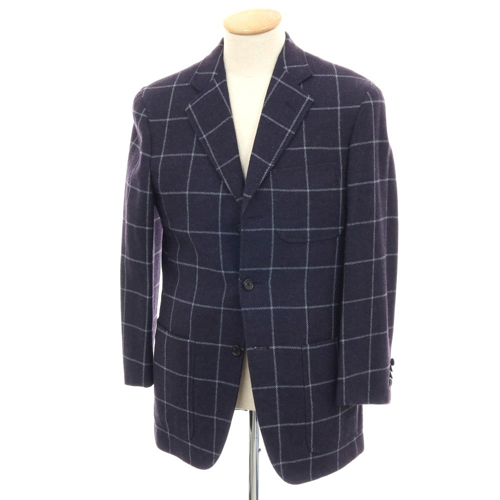 【中古】ヴァルディターロ Valditaro ウール ウィンドウペーンチェック 3B テーラードジャケット ネイビーxブルー【 44 】【 状態ランクB 】【 メンズ 】