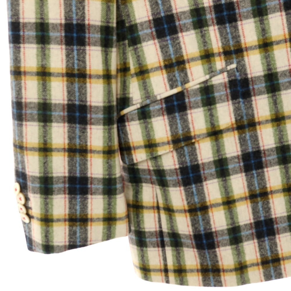 【中古】セイシェルズマインズ seychelles minds ツーピース ウール系 チェック 2B カジュアルジャケット アイボリーxマルチカラー【 表記なし(L位) 】【 状態ランクB 】【 メンズ 】