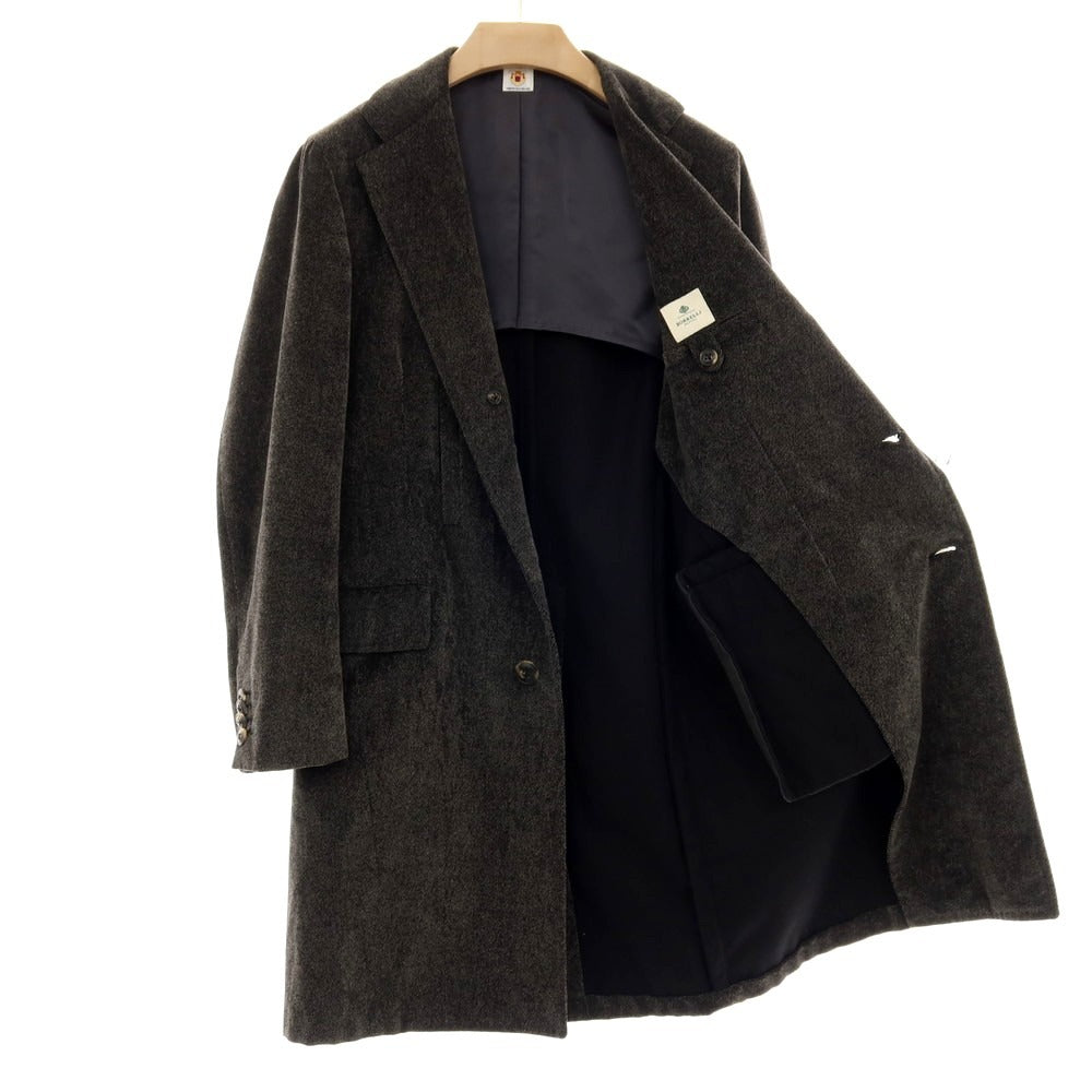 【中古】ルイジ ボレッリ Luigi Borrelli ベロアコットン チェスターフィールドコート グレーxブラック【 48 】【 状態ランクC 】【 メンズ 】