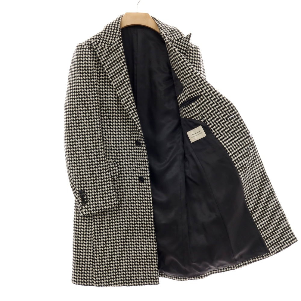 【中古】ユニバーサルランゲージ UNIVERSAL LANGUAGE ウール ハウンドトゥース柄 チェスターフィールドコート ブラックxホワイト【 M 】【 状態ランクA 】【 メンズ 】