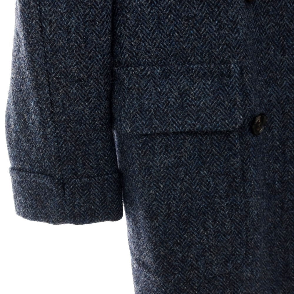 【中古】ラクアアンドシー lacquer&c ハリスツイード ダブルブレストポロコート ネイビー【 S 】【 状態ランクB 】【 メンズ 】