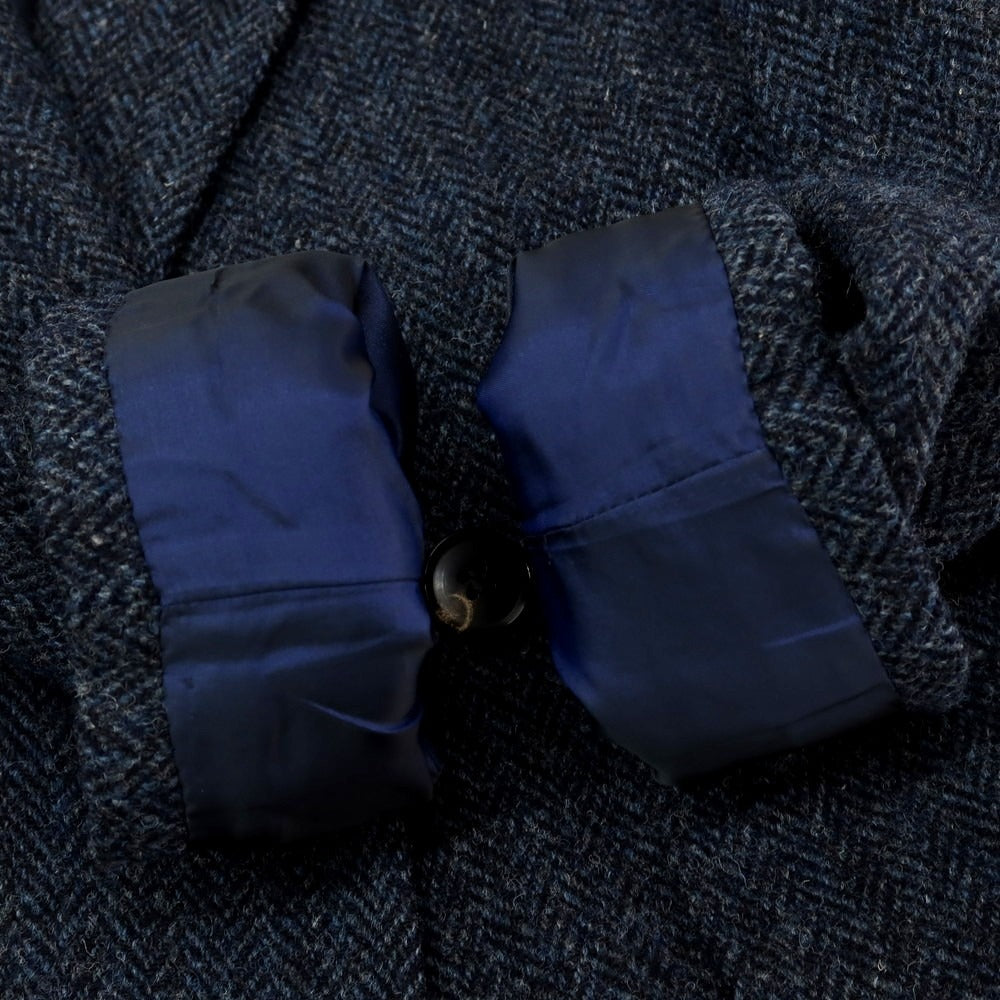 【中古】ラクアアンドシー lacquer&c ハリスツイード ダブルブレストポロコート ネイビー【 S 】【 状態ランクB 】【 メンズ 】