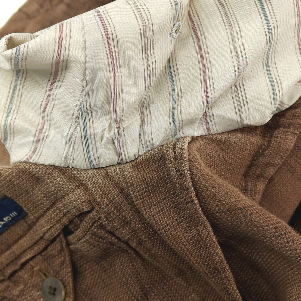 【中古】ラルディーニ LARDINI リネンコットン チェック 3B カジュアルジャケット アッシュブラウン系【サイズ44】【 状態ランクD 】【 メンズ 】