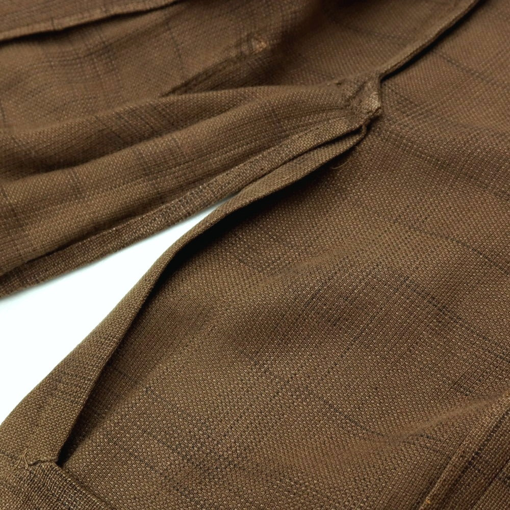 【中古】ラルディーニ LARDINI リネンコットン チェック 3B カジュアルジャケット アッシュブラウン系【サイズ44】【 状態ランクD 】【 メンズ 】