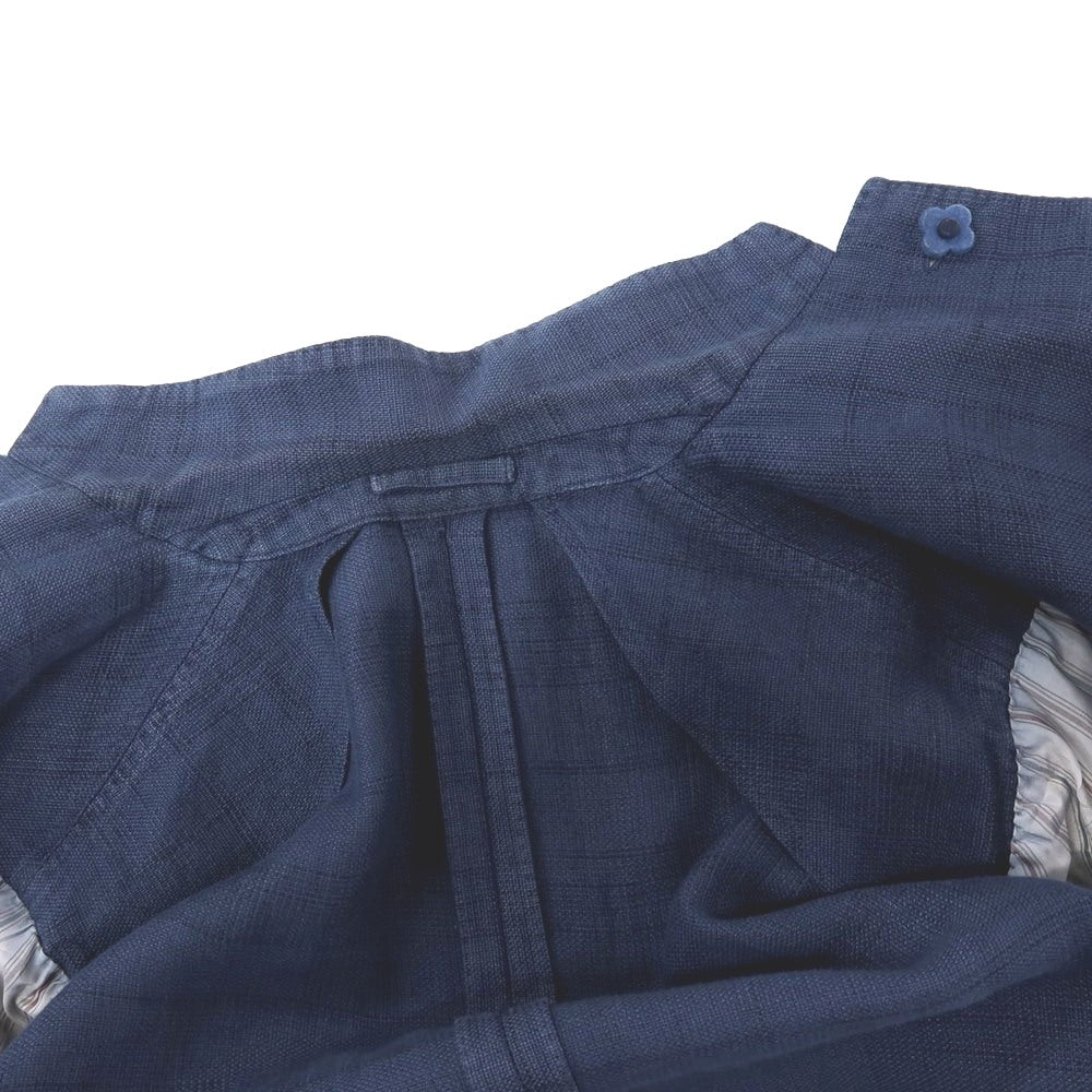 【中古】ラルディーニ LARDINI リネンコットン チェック 3B カジュアルジャケット ネイビーブルー【サイズ44】【 状態ランクC 】【 メンズ 】