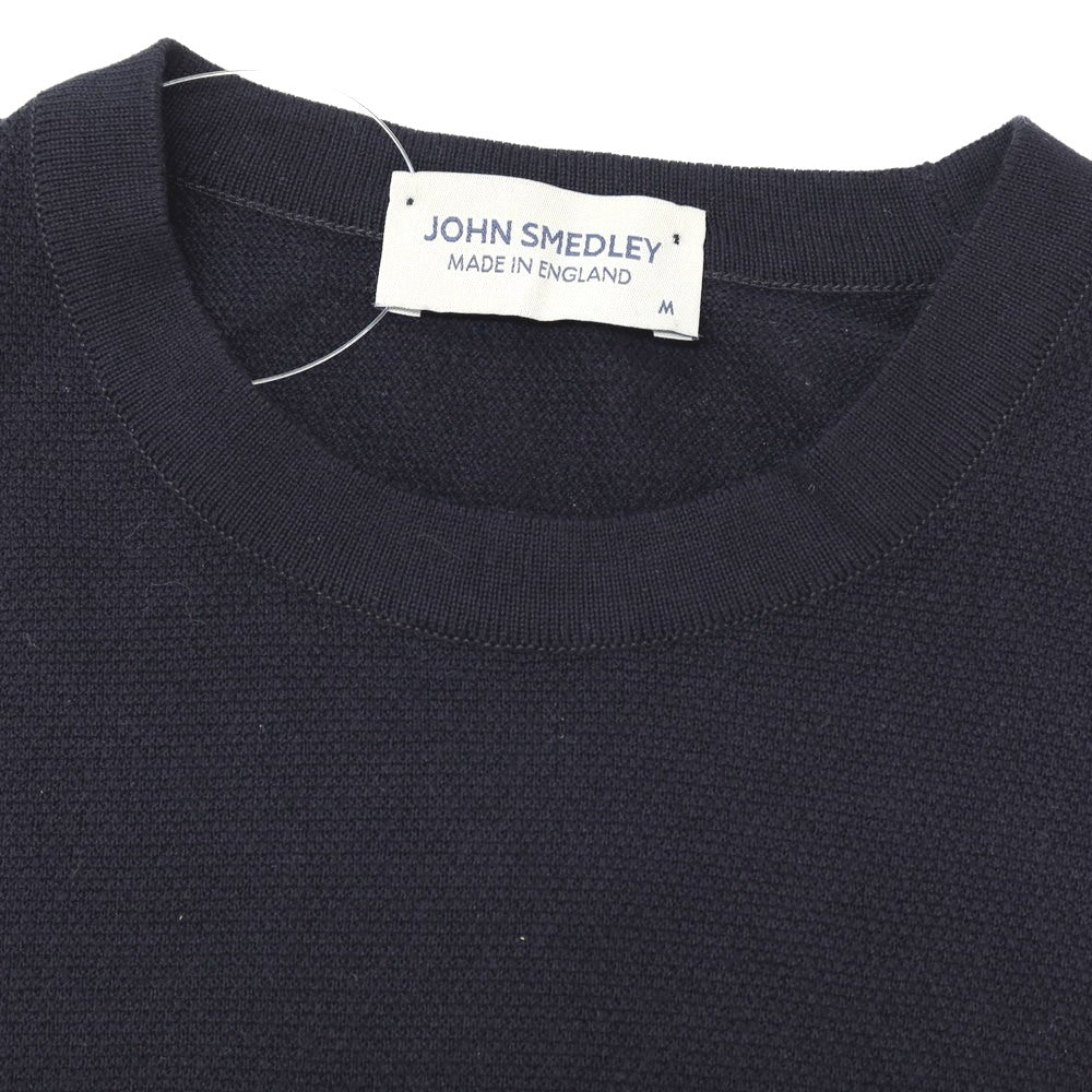 【中古】ジョンスメドレー JOHN SMEDLEY コットン クルーネック 半袖 プルオーバーニット ネイビー【サイズM】【 状態ランクC 】【 メンズ 】