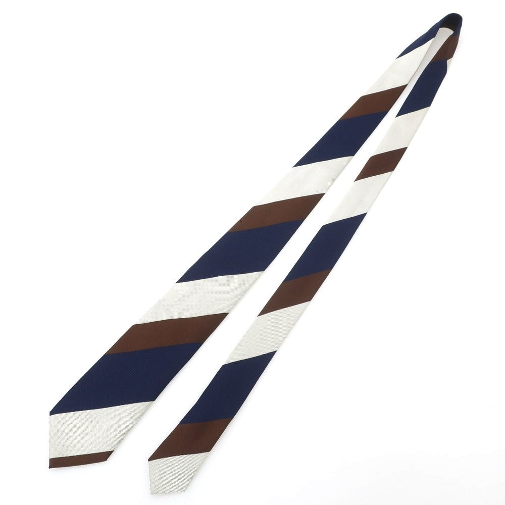 【中古】フランコバッシ FRANCO BASSI シルク ストライプ柄ネクタイ ネイビーxブラウン【 状態ランクB 】【 メンズ 】