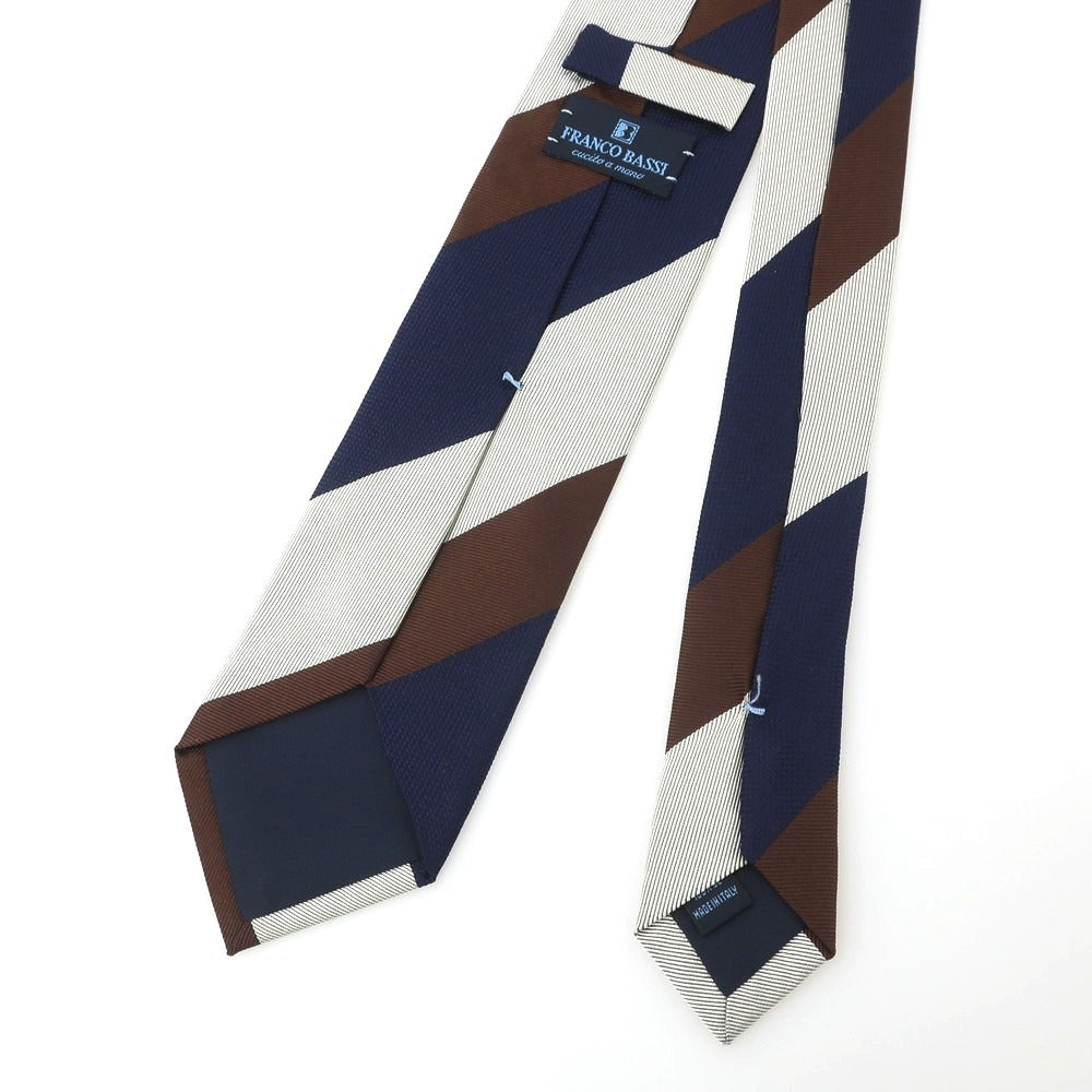 【中古】フランコバッシ FRANCO BASSI シルク ストライプ柄ネクタイ ネイビーxブラウン【 状態ランクB 】【 メンズ 】