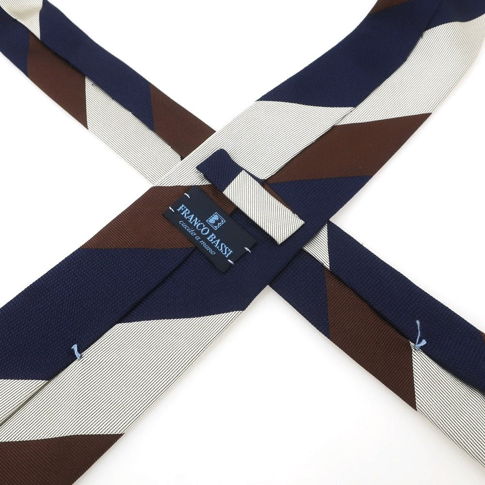 【中古】フランコバッシ FRANCO BASSI シルク ストライプ柄ネクタイ ネイビーxブラウン【 状態ランクB 】【 メンズ 】
