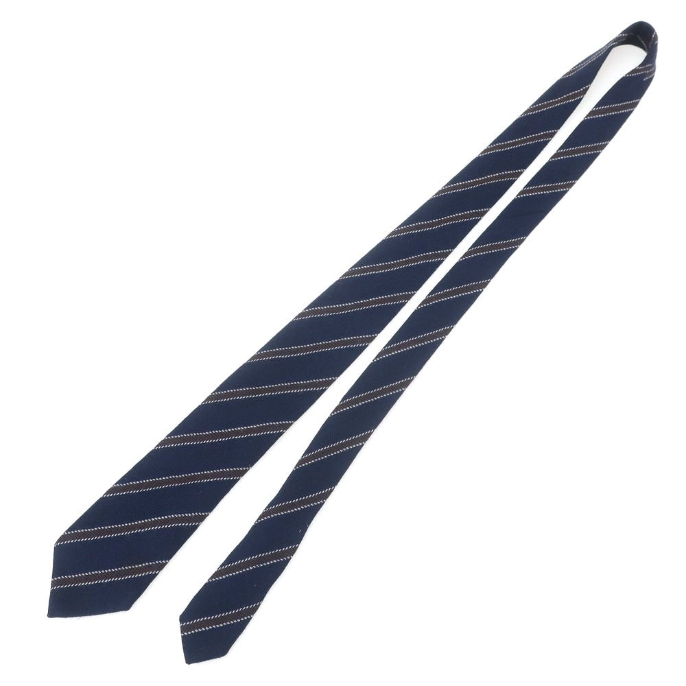 【中古】ルイジ ボレッリ Luigi Borrelli ウール ストライプ柄ネクタイ ネイビーxブラウン【 状態ランクB 】【 メンズ 】