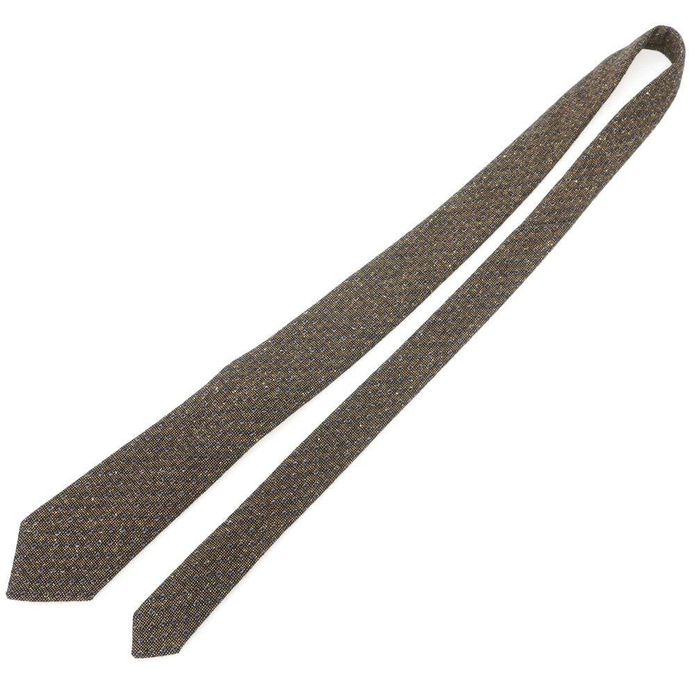 【中古】ルイジ ボレッリ Luigi Borrelli ウールシルク ドット柄ネクタイ ブラウンxネイビー系【 状態ランクB 】【 メンズ 】