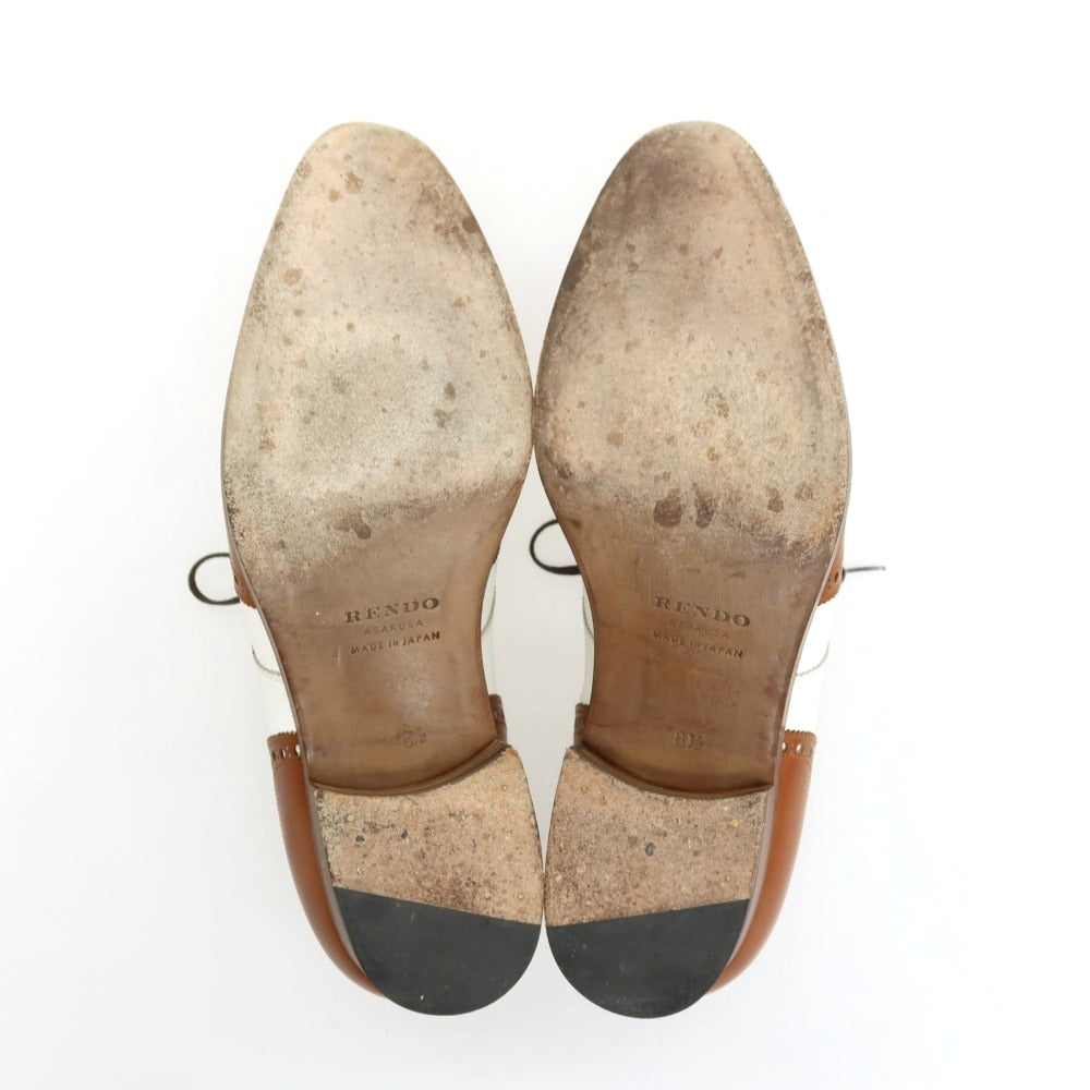 【中古】レンド RENDO コンビ ウイングチップ ドレスシューズ ブラウンxホワイト【サイズ6 1/2】【 状態ランクB 】【 メンズ 】