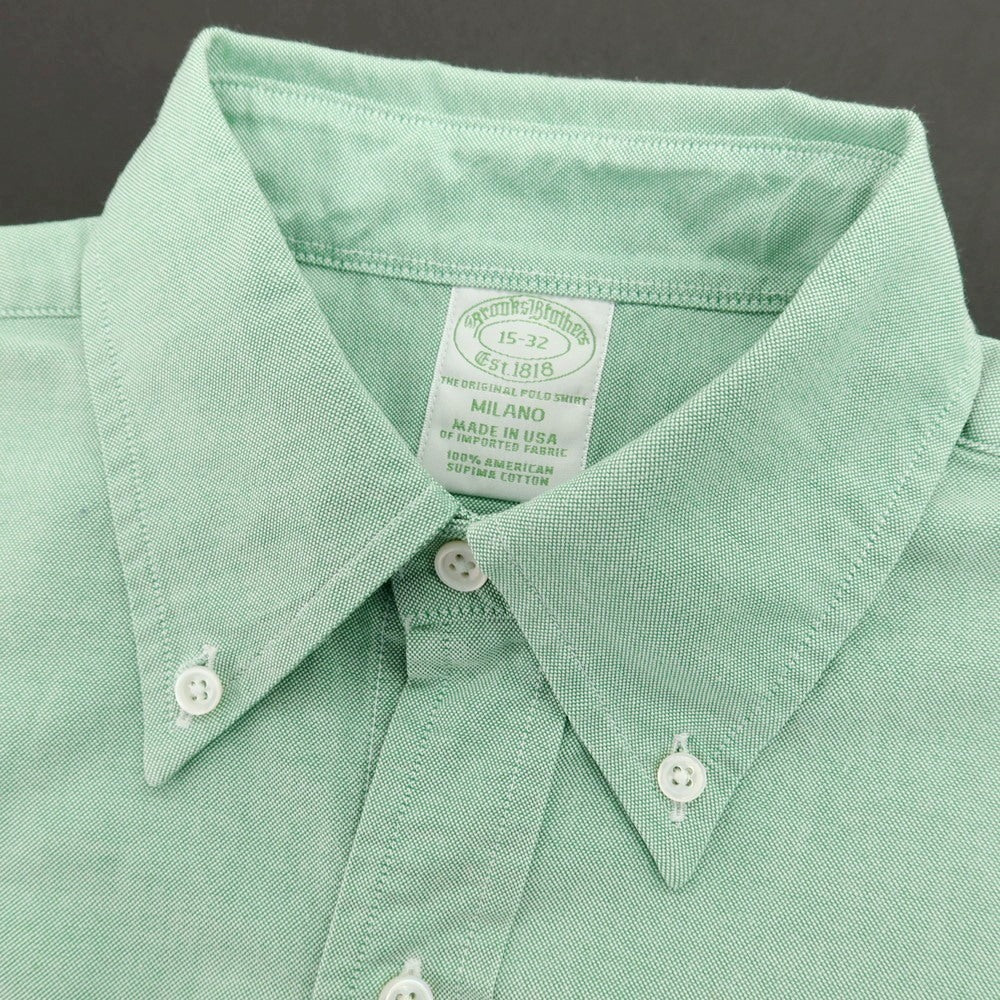 【中古】ブルックスブラザーズ Brooks Brothers MILANO オックスフォード ボタンダウン カジュアルシャツ ライトグリーン【 15 】【 状態ランクB 】【 メンズ 】