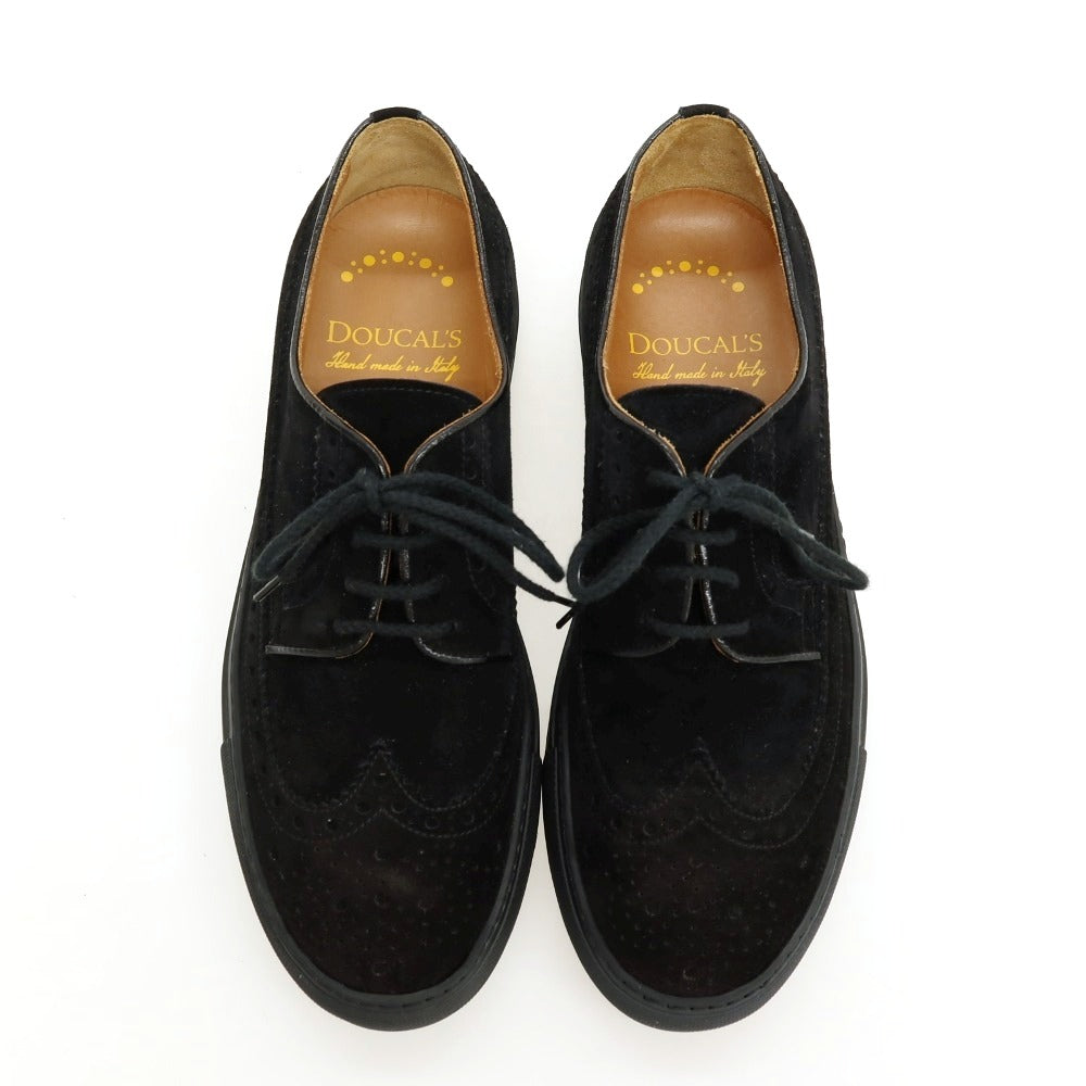 【中古】【未使用】デュカルス DOUCALS スエード ウイングチップ スニーカー ブラック【サイズ40】【 状態ランクS 】【 メンズ 】