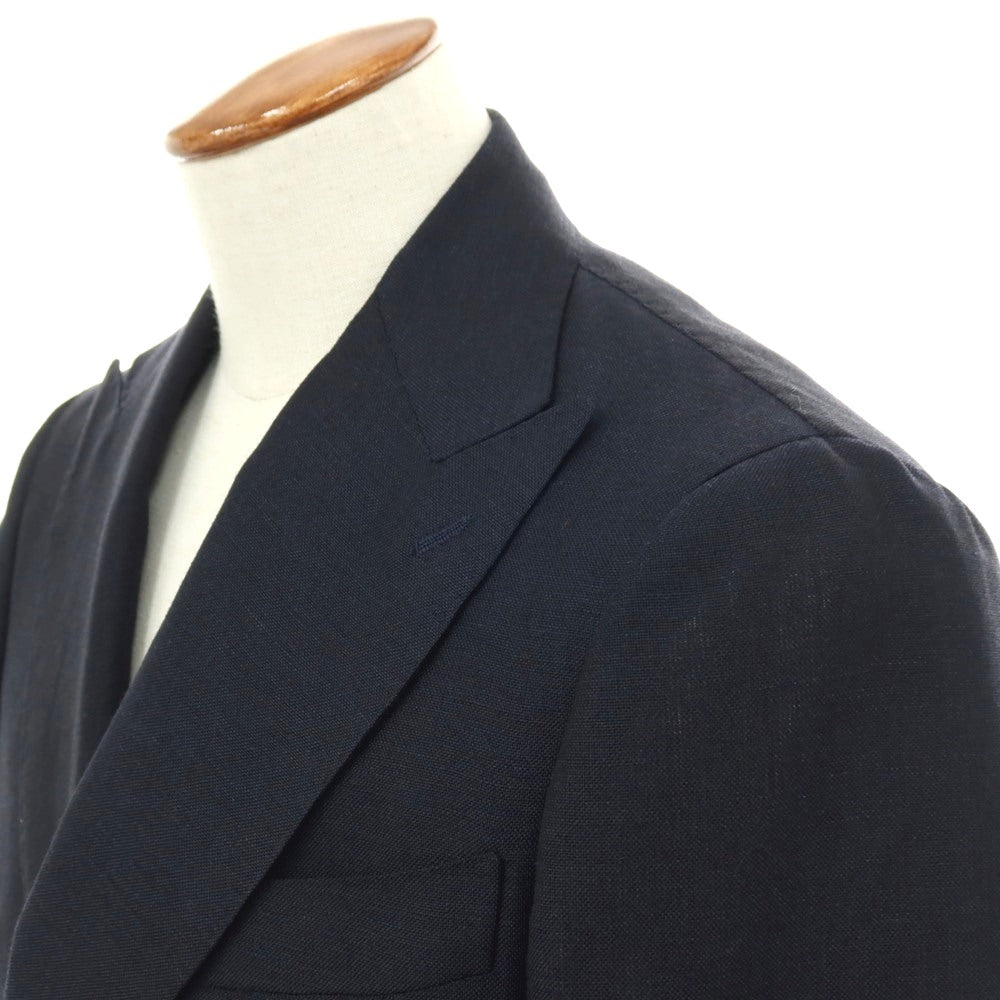 【中古】ビームスエフ BEAMS F ウールリネンモヘヤ ダブル6B ブレザー テーラードジャケット ダークネイビー【サイズ46】【 状態ランクC 】【 メンズ 】