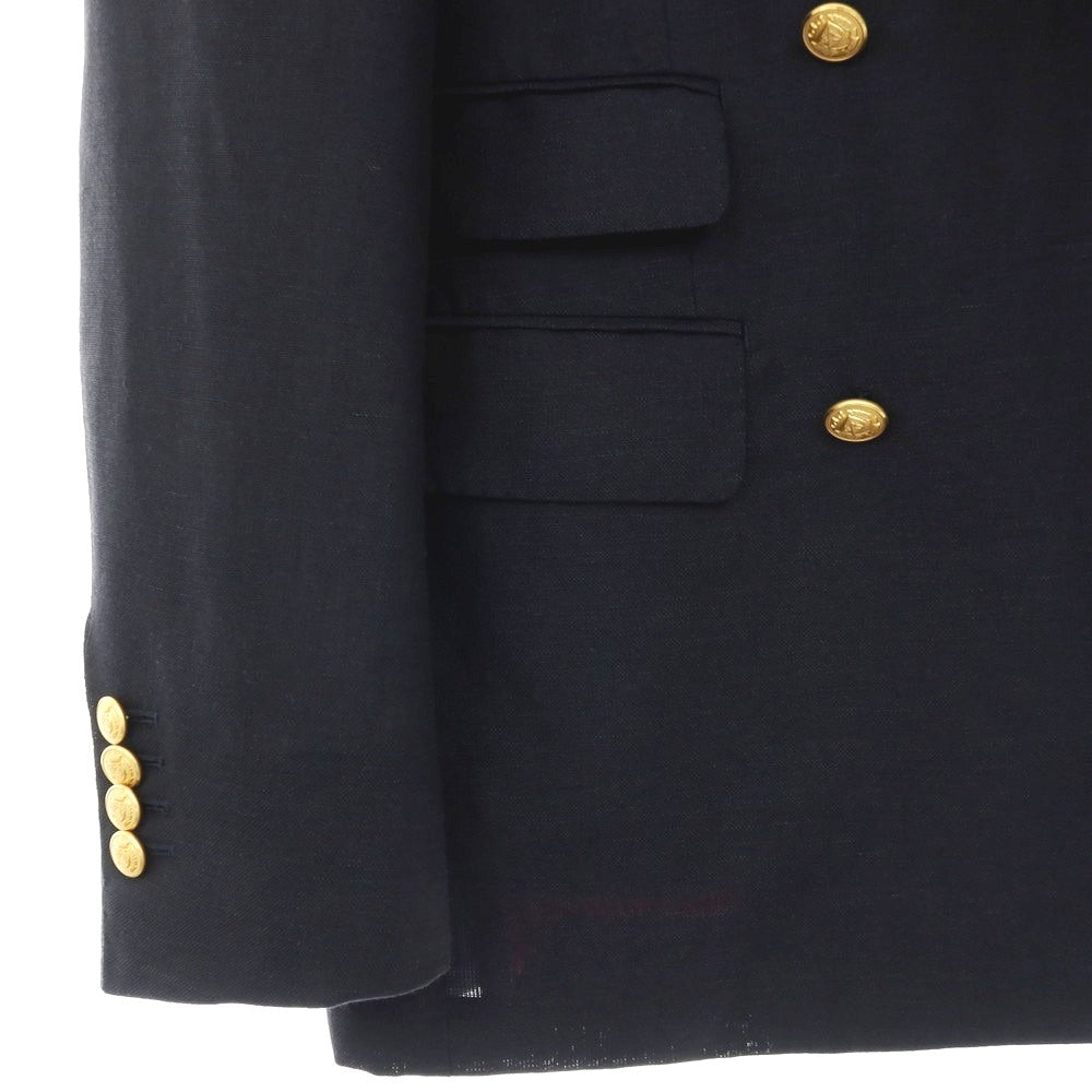 【中古】ビームスエフ BEAMS F ウールリネンモヘヤ ダブル6B ブレザー テーラードジャケット ダークネイビー【サイズ46】【 状態ランクC 】【 メンズ 】