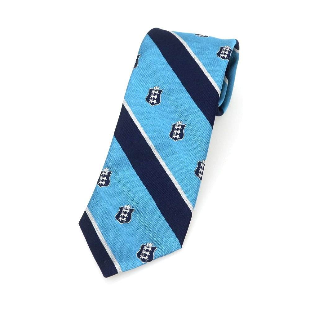 【中古】ブロックルハースト BROCKLEHURST クレスト シルク ストライプ柄ネクタイ ブルーxネイビー【 状態ランクA 】【 メンズ 】